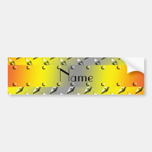 Gepersonaliseerd het bordstaal van de naam geel bumpersticker (Voorkant)