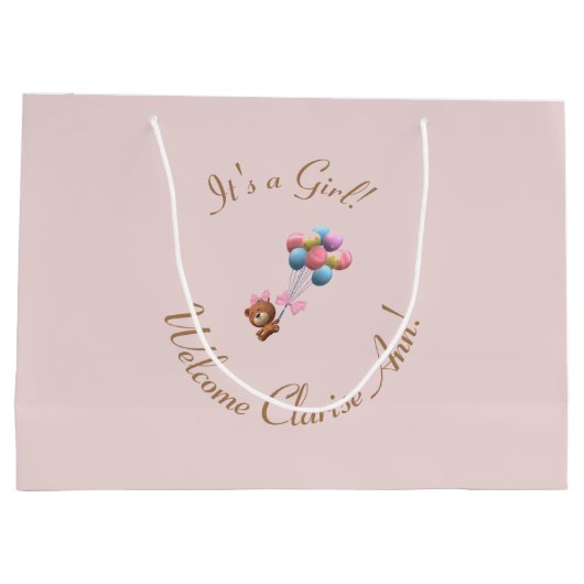 Gepersonaliseerd Het is een Girl Cute Beer en ball Groot Cadeauzakje (Achterkant)