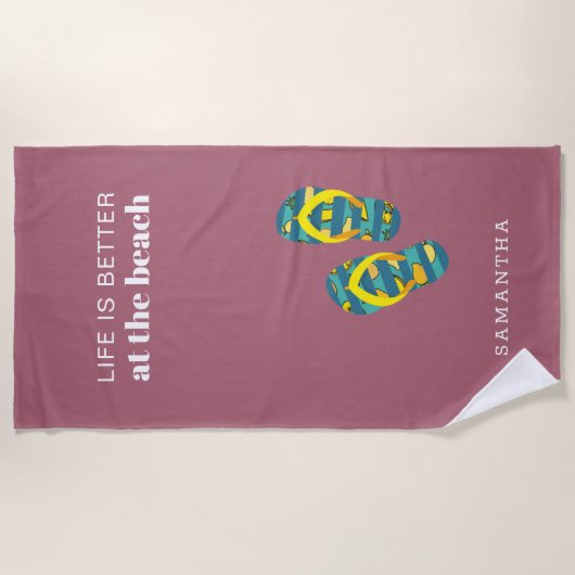 Gepersonaliseerd Het Leven is Leuker op het Strand Strandlaken (Voorkant)