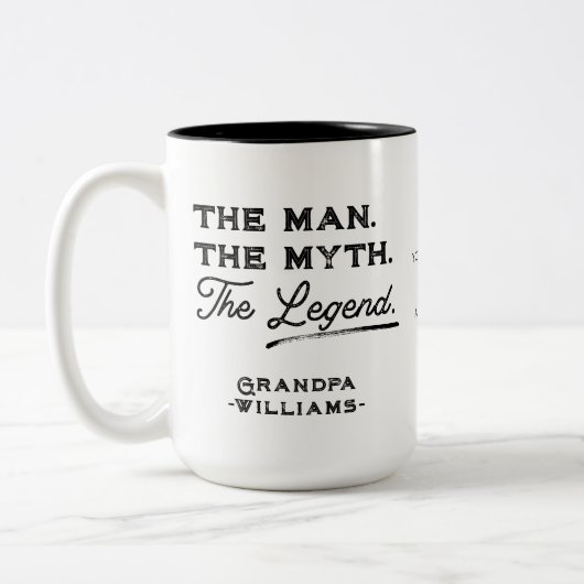 Gepersonaliseerd het Man Myth Legend Gift voor Hem Tweekleurige Koffiemok (Links)