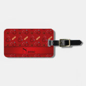 Gepersonaliseerd het verbandhart van de naam rood bagagelabel (Voorkant horizontaal)