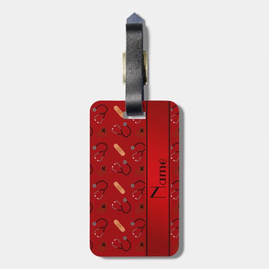 Gepersonaliseerd het verbandhart van de naam rood bagagelabel (Achterkant verticaal)