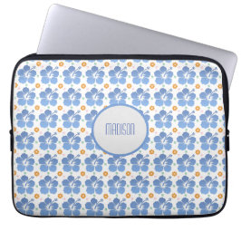 Gepersonaliseerd Hibiscus Blue laptophoes Laptop Sleeve