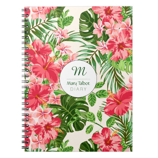 Gepersonaliseerd Hibiscus Flower Monogram S Notiti Notitieboek (Voorkant)
