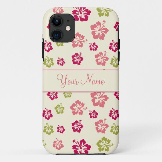 Gepersonaliseerd Hibiscus Flower Pattern Hoesje (Achterkant)
