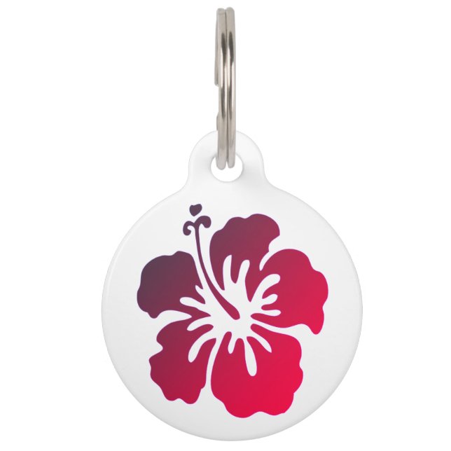 Gepersonaliseerd Hibiscus Flower Pet Tag Huisdierpenning (Voorkant)