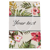 gepersonaliseerd Hibiscus Pattern Medium Cadeauzakje (Voorkant)