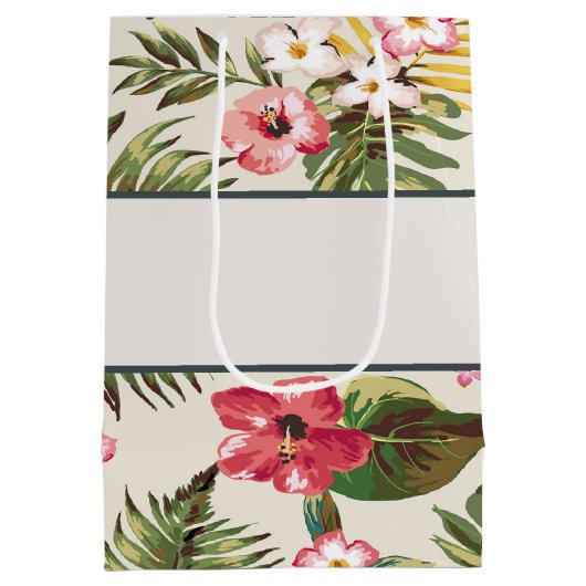 gepersonaliseerd Hibiscus Pattern Medium Cadeauzakje (Achterkant)
