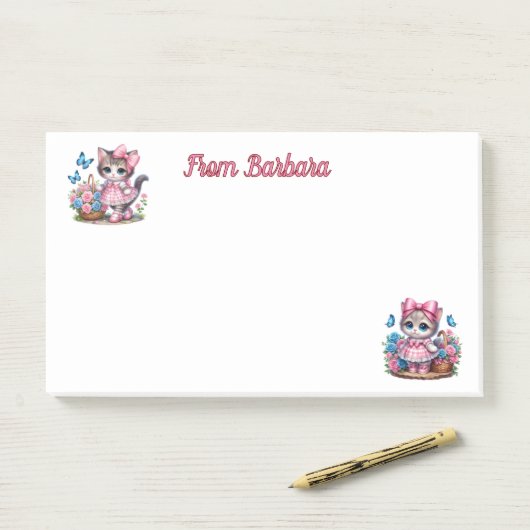 Gepersonaliseerd hier Kat Post-it® Notes (Op bureau)