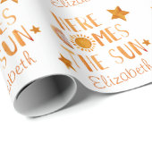 Gepersonaliseerd hier komt de zon Waterverf Cadeaupapier (Rol Hoek)