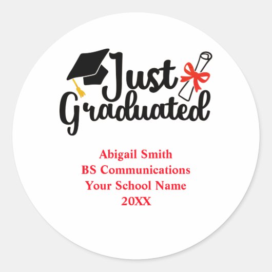 Gepersonaliseerd High School College Red Black Ronde Sticker (Voorkant)