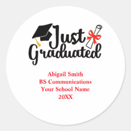 Gepersonaliseerd High School College Red Black Ronde Sticker