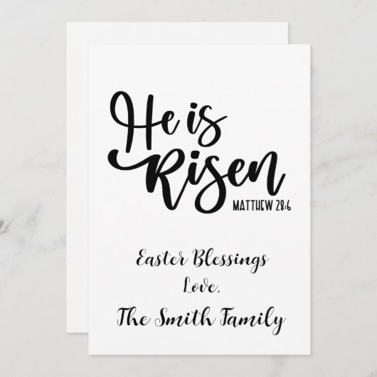 Gepersonaliseerd Hij is Risen Easter Kaart Black & (Voorkant / Achterkant)