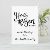 Gepersonaliseerd Hij is Risen Easter Kaart Black & (Staand voorkant)