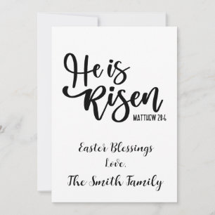 Gepersonaliseerd Hij is Risen Easter Kaart Black &