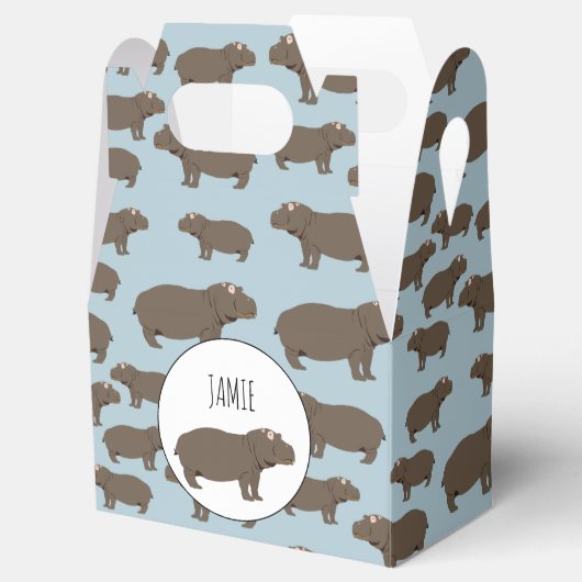 Gepersonaliseerd Hippopotamus Hippo-patroon Bedankdoosjes (Geopend)