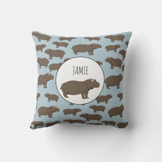 Gepersonaliseerd Hippopotamus Hippo-patroon Kussen (Achterkant)