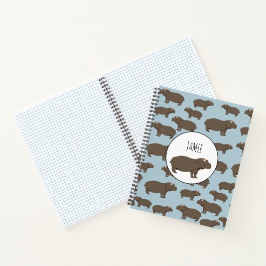 Gepersonaliseerd Hippopotamus Hippo-patroon Notitieboek (Binnen)