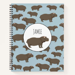 Gepersonaliseerd Hippopotamus Hippo-patroon Notitieboek