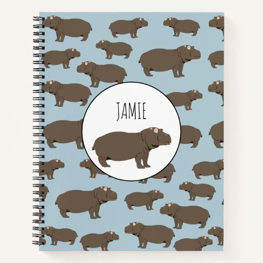 Gepersonaliseerd Hippopotamus Hippo-patroon Notitieboek (Voorkant)