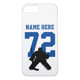 Gepersonaliseerd Hockey Goalie Naam Nummer Blauw iPhone 8/7 Hoesje
