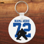 Gepersonaliseerd Hockey Goalie Naam Nummer blauw Sleutelhanger (Voorkant)