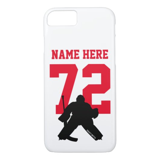 Gepersonaliseerd Hockey Goalie Naam Nummer Rood Case-Mate iPhone Case (Achterkant)