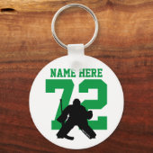 Gepersonaliseerd Hockey Goalie Name Number groen Sleutelhanger (Voorkant)