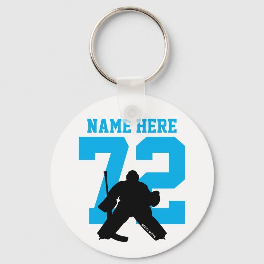 Gepersonaliseerd Hockey Goalie Name Number turquoi Sleutelhanger (Voorkant)