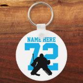 Gepersonaliseerd Hockey Goalie Name Number turquoi Sleutelhanger (Voorkant)