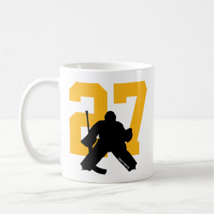 Gepersonaliseerd Hockey Goalie Player Number Gold Koffiemok