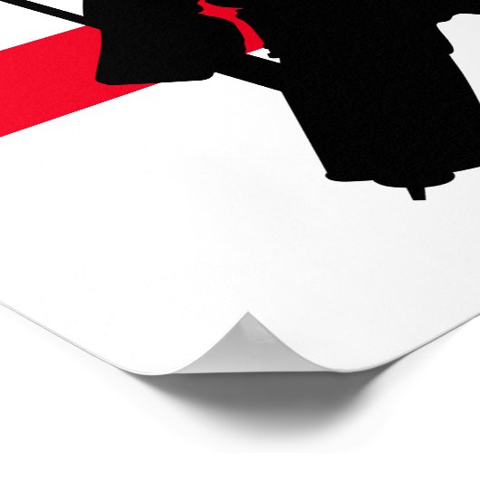 Gepersonaliseerd Hockey Goalie Player Number Red Poster (Hoek)