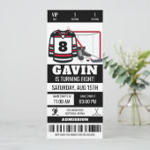 Gepersonaliseerd Hockey Ticket Verjaardagsfeest Kaart (Staand voorkant)