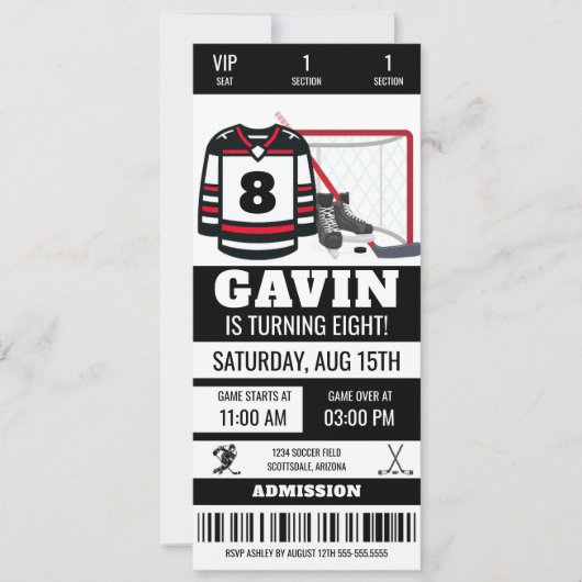 Gepersonaliseerd Hockey Ticket Verjaardagsfeest Kaart (Voorkant)