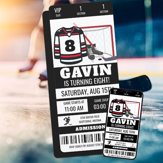 Gepersonaliseerd Hockey Ticket Verjaardagsfeest Kaart