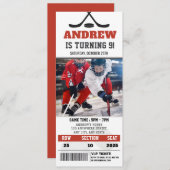 Gepersonaliseerd Hockey Ticket Verjaardagsfeest me Kaart (Voorkant / Achterkant)