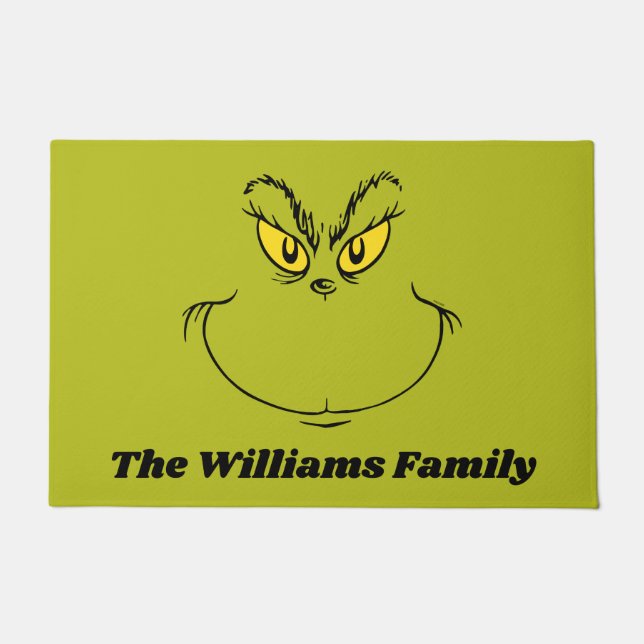 Gepersonaliseerd Hoe Grinch gestolen kerst gezicht Deurmat (Voorkant)