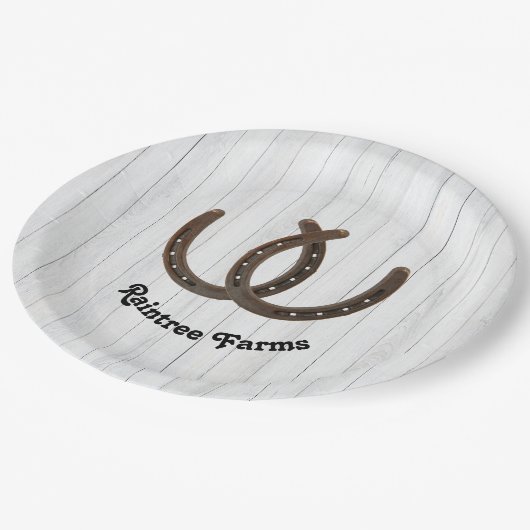 Gepersonaliseerd Hoefijzer Papieren Bordje (Gekanteld)