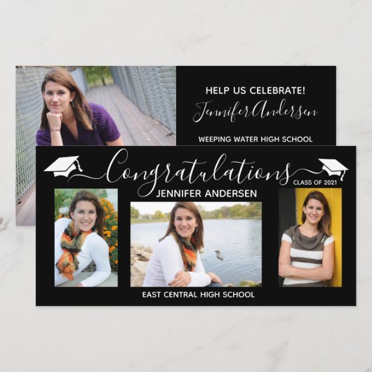 Gepersonaliseerd Hoger Foto High School Afstuderen Aankondiging (Voorkant / Achterkant)