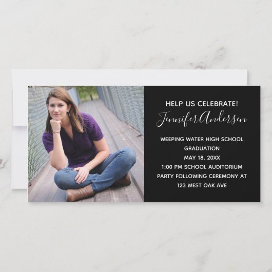 Gepersonaliseerd Hoger Foto High School Afstuderen Aankondiging (Achterkant)