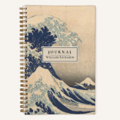 Gepersonaliseerd Hokusai Great Wave Dotted Journal Notitieboek (Voorkant)