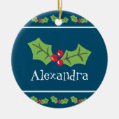Gepersonaliseerd Holly & Berries Keramisch Ornament (Voorkant)