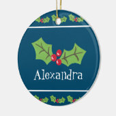 Gepersonaliseerd Holly & Berries Keramisch Ornament (Links)