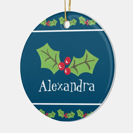 Gepersonaliseerd Holly & Berries Keramisch Ornament (Links)