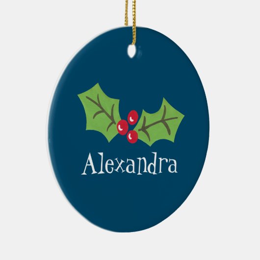 Gepersonaliseerd Holly & Berries Keramisch Ornament (Rechts)
