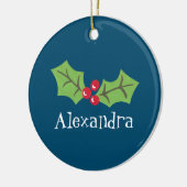 Gepersonaliseerd Holly & Berries Keramisch Ornament (Links)