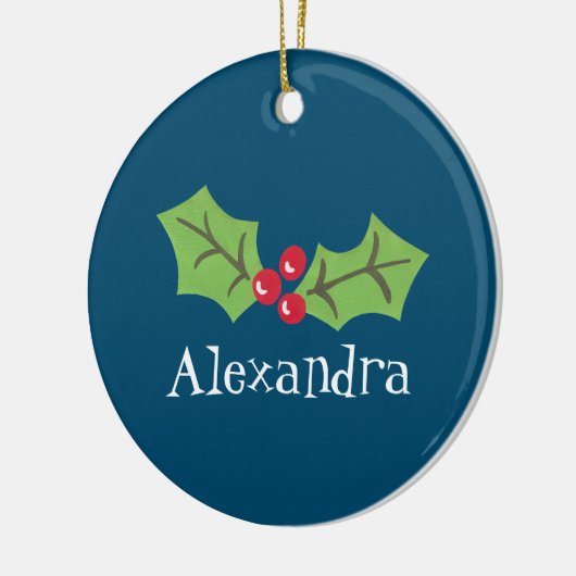 Gepersonaliseerd Holly & Berries Keramisch Ornament (Links)