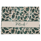 Gepersonaliseerd Holly Pattern Kerstmis Groot Cadeauzakje (Voorkant)