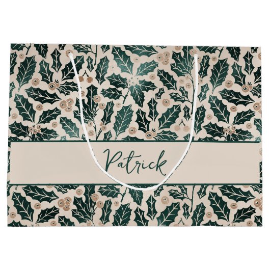 Gepersonaliseerd Holly Pattern Kerstmis Groot Cadeauzakje (Achterkant)