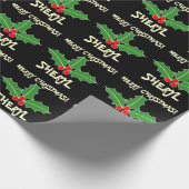 Gepersonaliseerd holly verlaat kerstpapier cadeaupapier (Hoek)